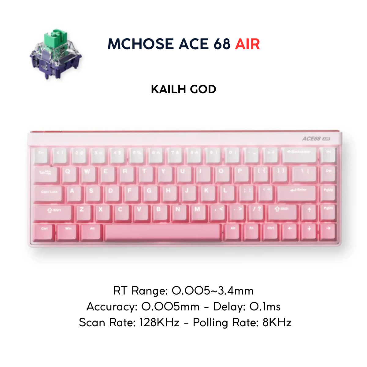 Mchose Ace 68 Air Pro | Bàn Phím Phím Từ Tính Chuyên Game 8K Hz, Độ Trễ 0.1ms, RGB 16.8 Triệu Màu