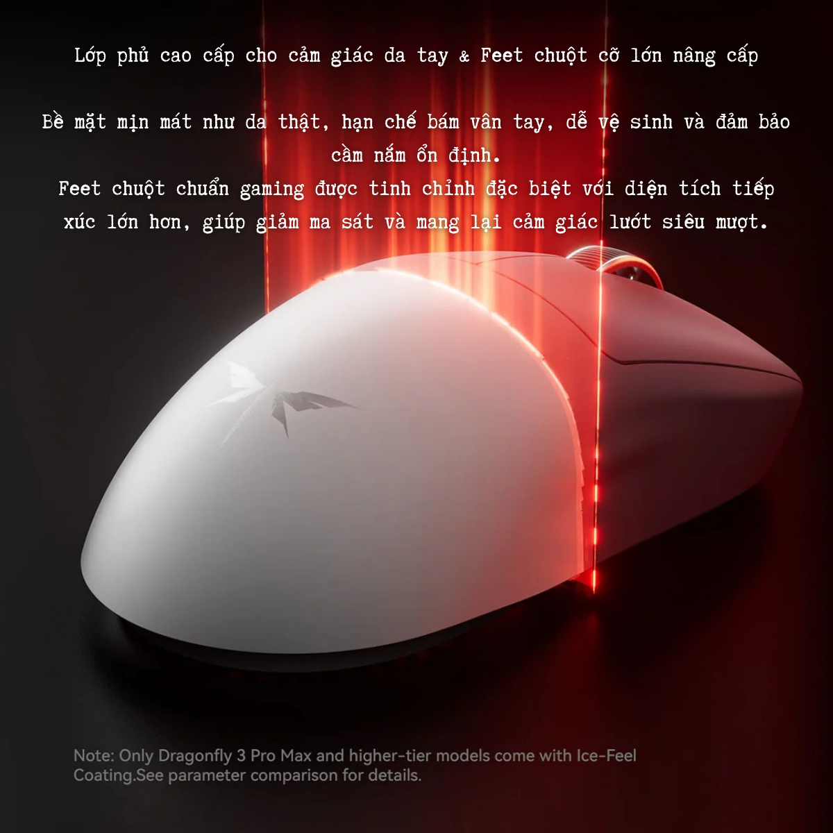 Chuột Gaming Không Dây VGN Dragonfly 3 Series, PAW3395 Extreme, Nordic 54L15, Delay 0.175ms, 56g, Lớp Phủ Ice-Feel Coating, Pin 500mAh