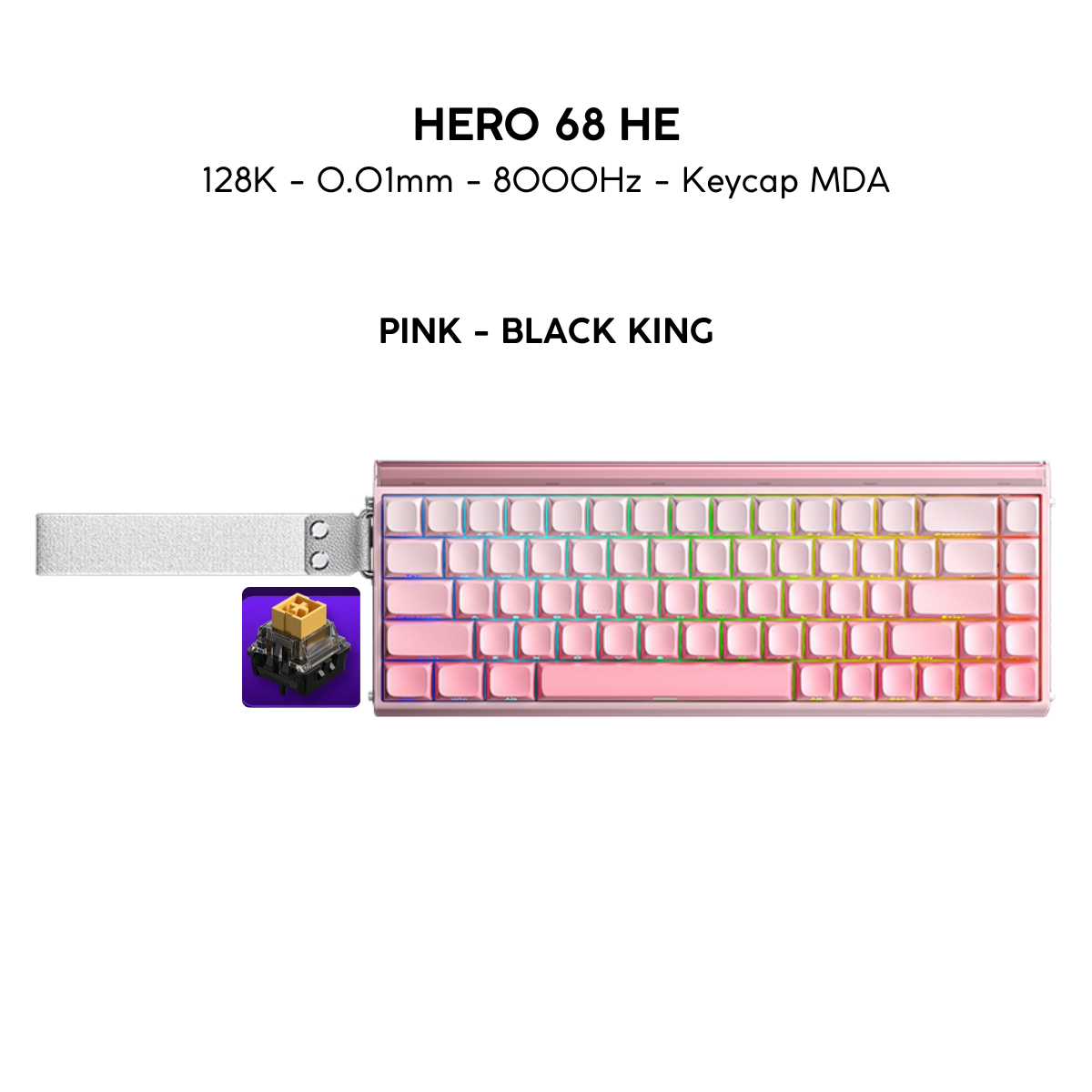Aula Hero 68 | Bàn Phím Gaming HE Polling rate 8K Hz, Scan rate 128K, Độ Trễ 0.1ms, Hộp Đèn Neon RGB