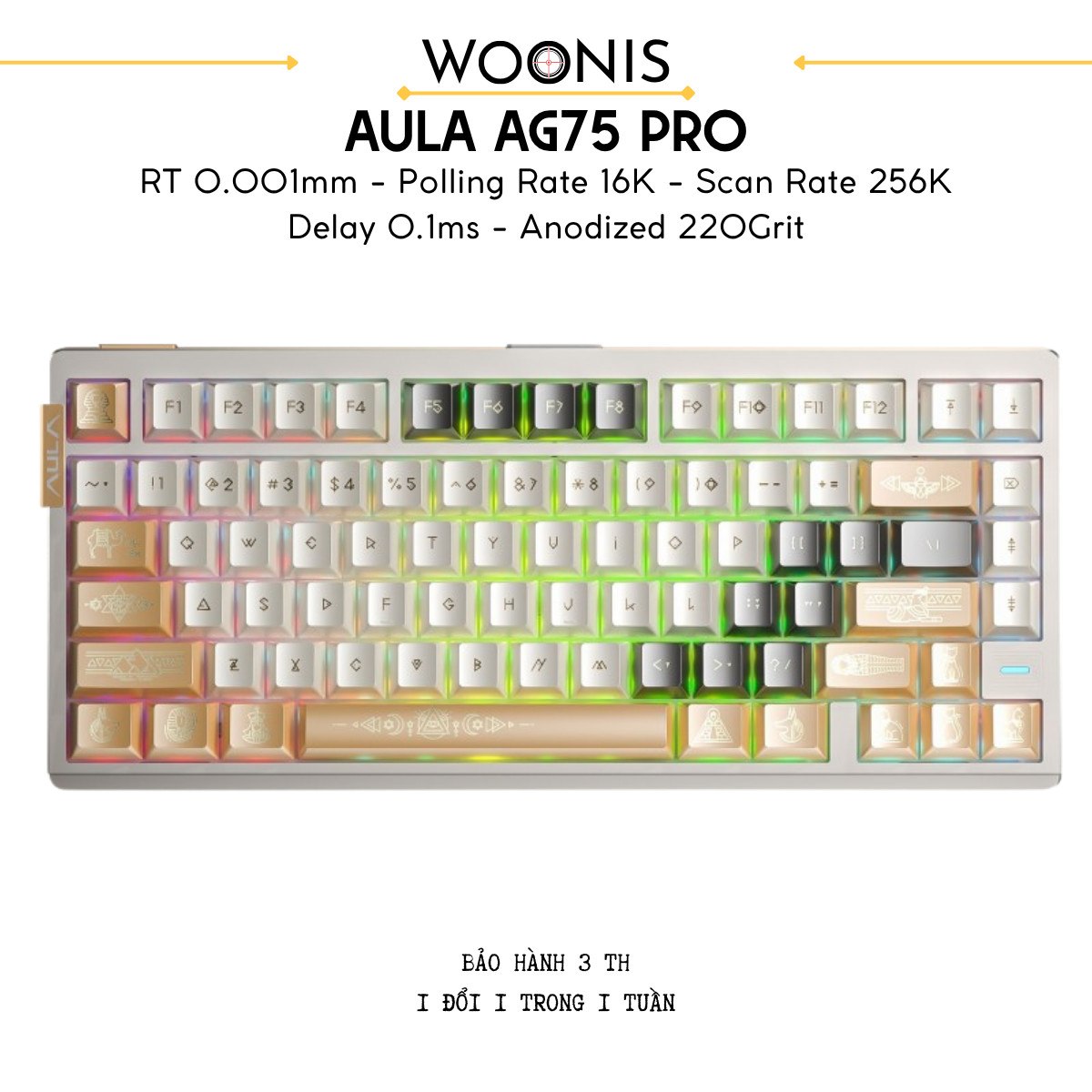 AULA AG75 | Bàn Phím Phím Từ Tính Chuyên Game Kết nối trực tiếp ADC, 8K Hz, Độ Trễ 0.08ms, Ultra-high Scan Rate 2304K, Accuracy 0.001mm, RGB đôi siêu
