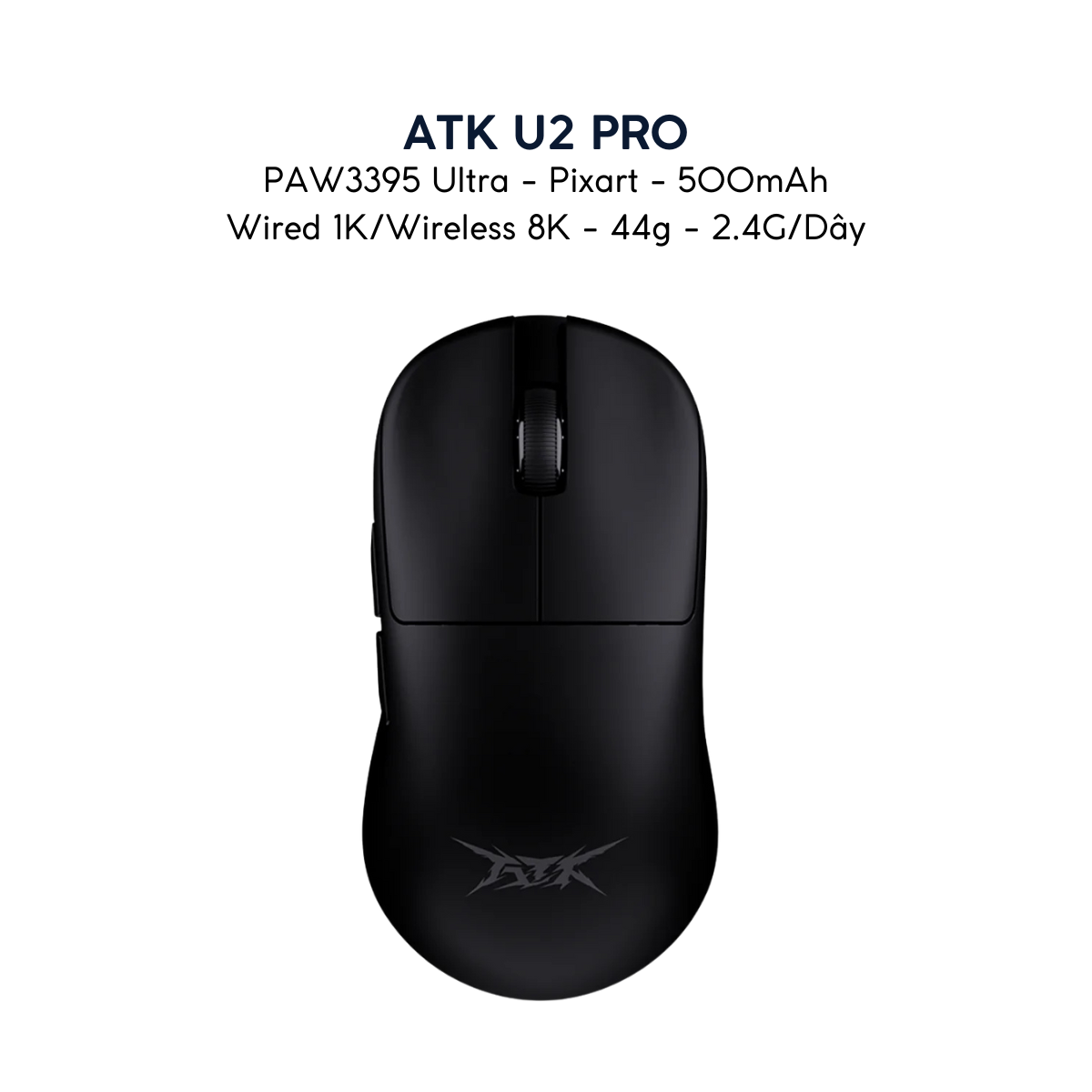 Chuột Gaming ATK U2 – Chuột Không Dây Nhẹ 44g, Cảm Biến PAW3950 Ultra, Polling Rate 8000Hz - Hiệu Suất Đỉnh Cao Cho Game Thủ