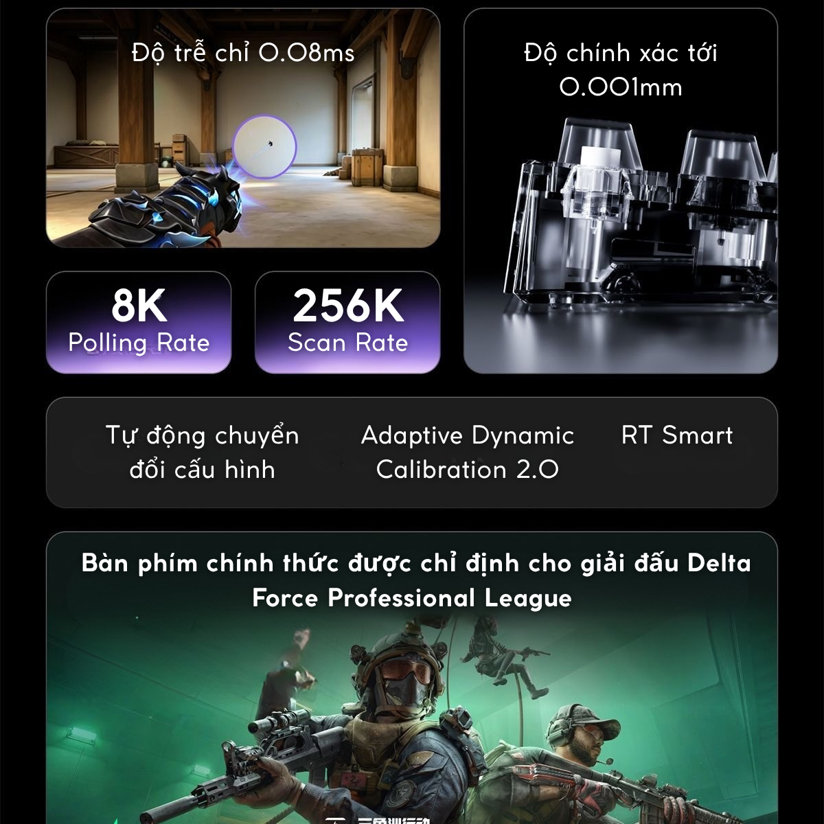MCHOSE ACE 75 | Bàn Phím Gaming HE Chuyên Game 8K | Scan Rate 256K, Độ Trễ 0.08ms, Accuracy 0.001mm, RGB 16.8 Triệu Màu