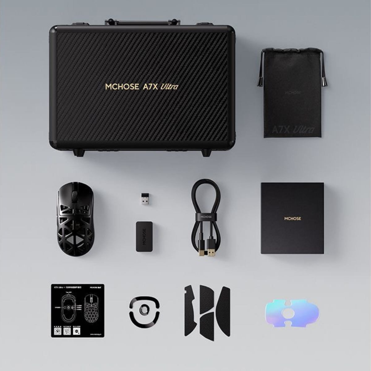 Chuột Gaming Không Dây MCHOSE A7X ULTRA PAW 3950 TI - Realtek Chipset - 500mAh - 53g ICEFLOW Glacier Coating - Wired 8K + Wireless 8K