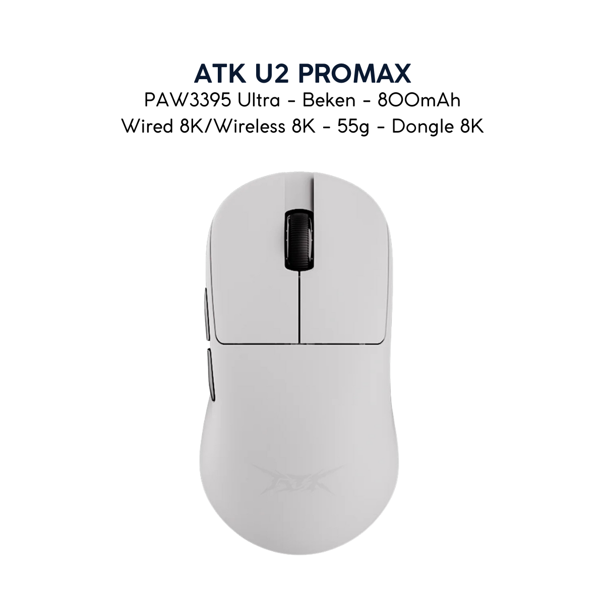 Chuột Gaming ATK U2 – Chuột Không Dây Nhẹ 44g, Cảm Biến PAW3950 Ultra, Polling Rate 8000Hz - Hiệu Suất Đỉnh Cao Cho Game Thủ