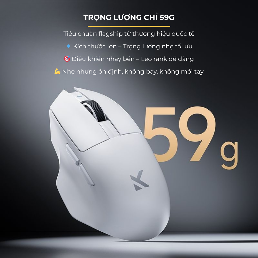 Chuột Không Dây Công Thái Học MCHOSE G7 – Văn Phòng & Gaming, Cảm Biến PAW3395, 1K Polling Rate , Pin Trâu 800mAh