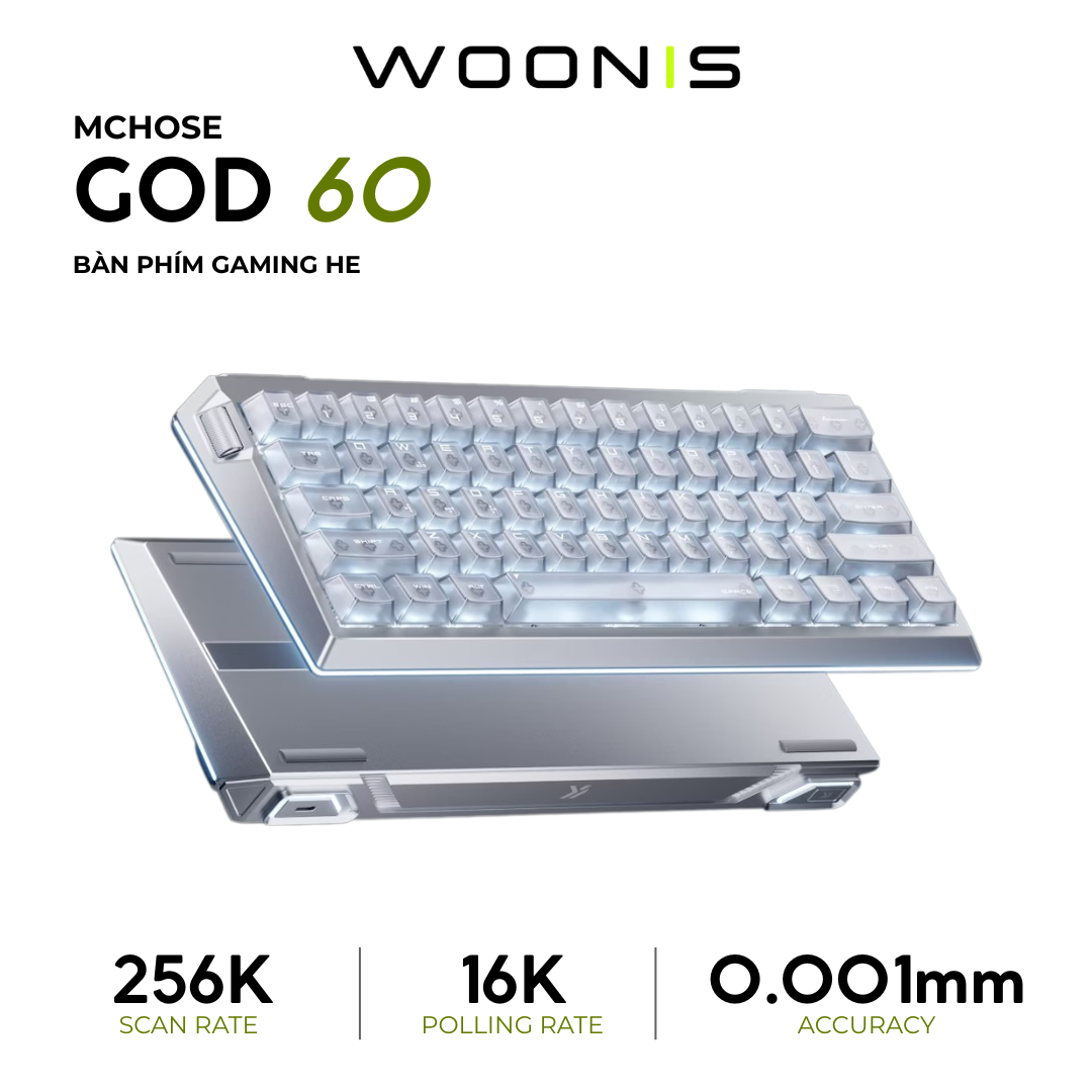Bàn Phím Gaming HE MCHOSE GOD 60 – Full CNC, 16K Polling Rate, 256K Scan Rate, Rapid Trigger 0.001mm