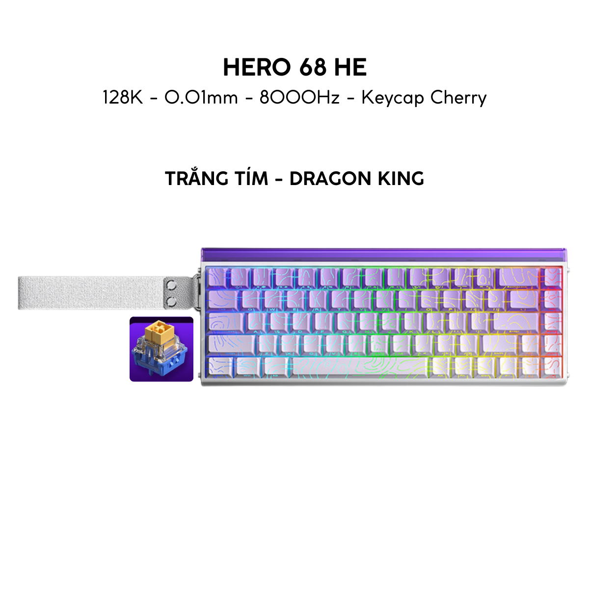 Aula Hero 68 | Bàn Phím Gaming HE Polling rate 8K Hz, Scan rate 128K, Độ Trễ 0.1ms, Hộp Đèn Neon RGB