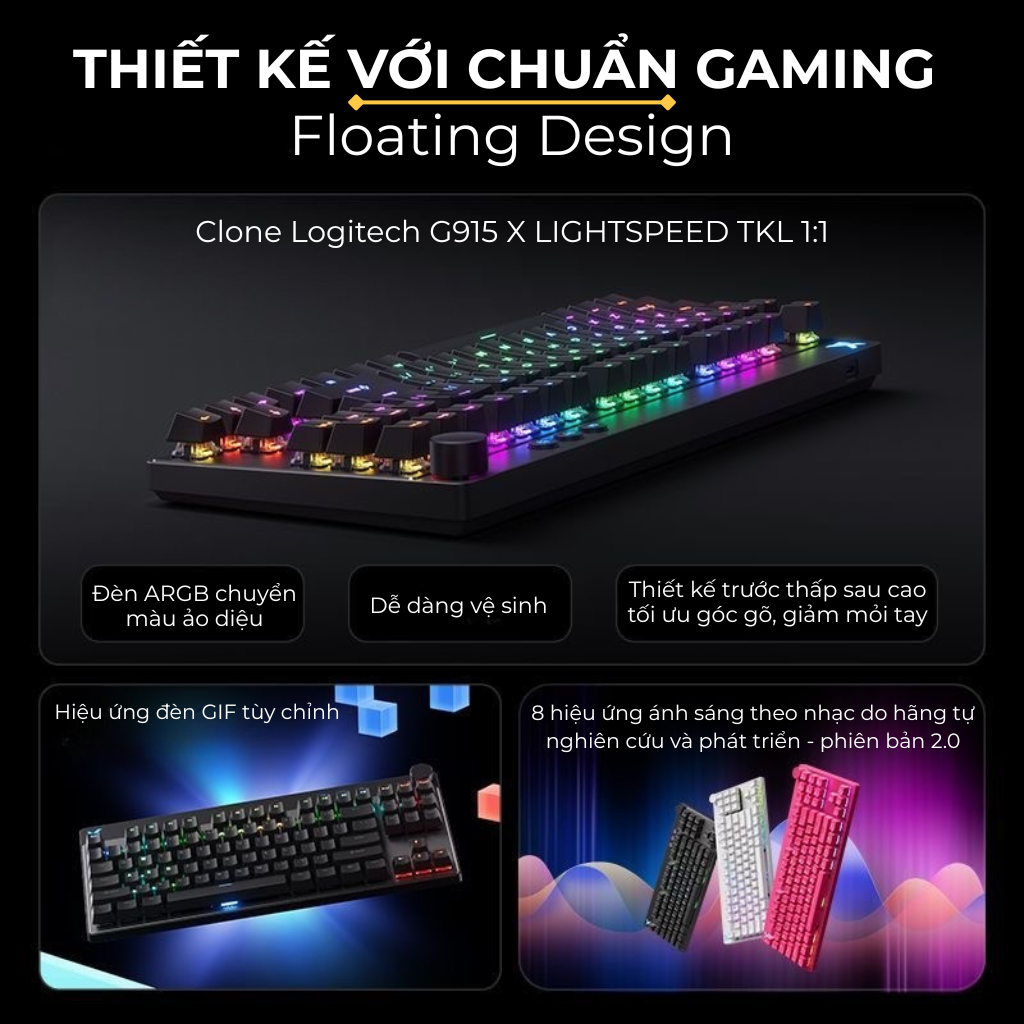 Mchose Mix 87 | Bàn Phím Phím Từ Tính Chuyên Game 8K Hz, Độ Trễ 0.08ms, Scan Rate 256K, Accuracy 0.001mm, RGB 16.8 Triệu Màu