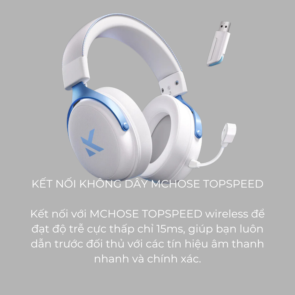 Tai Nghe Gaming Không Dây MCHOSE V9 Pro – 7.1 Surround, Pin Trâu 250H, Mic AI Chống Ồn