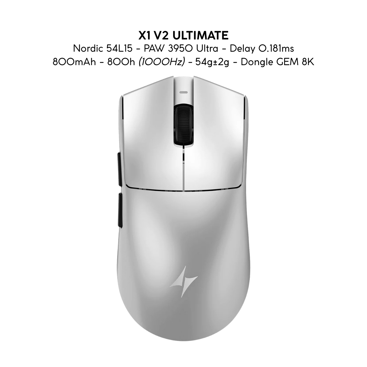 Chuột Gaming Không Dây ATK X1 V2 Series, Nordic 54H20, PAW 3950 Ultra, Delay 0.163ms, 800mAh, 54g±2g, Dongle GEM 8K