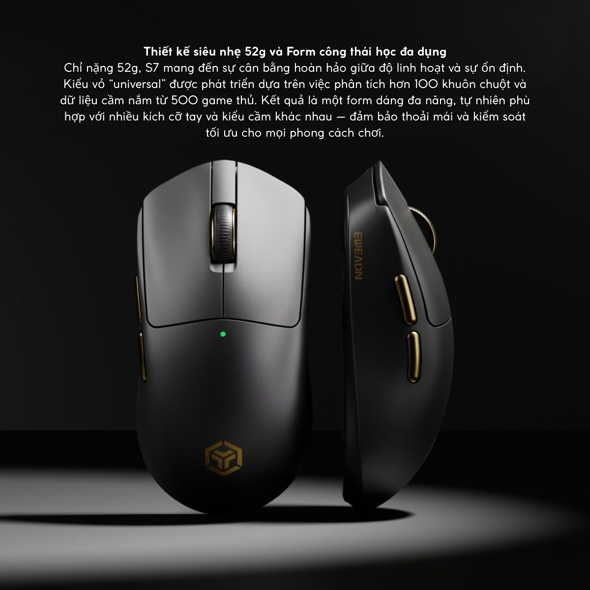 Chuột Gaming Không Dây Eweadn S7 Series, PAW 3950, PAR2862, Polling rate 8K, Pin 800mAh, Lớp phủ Nano Ice Skin