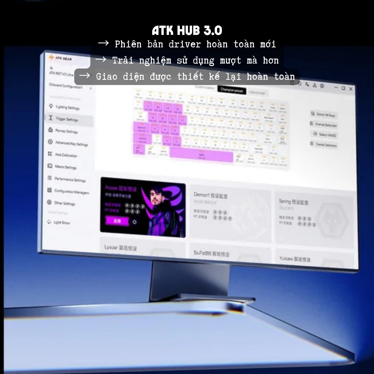 Bàn Phím Gaming HE Atk Rs7 V2 Ultra, Polling Rate 8K, Độ Chính Xác 0.001mm, Scan Rate 256K, Độ Trễ 0.08ms, RGB 16.8 triệu màu