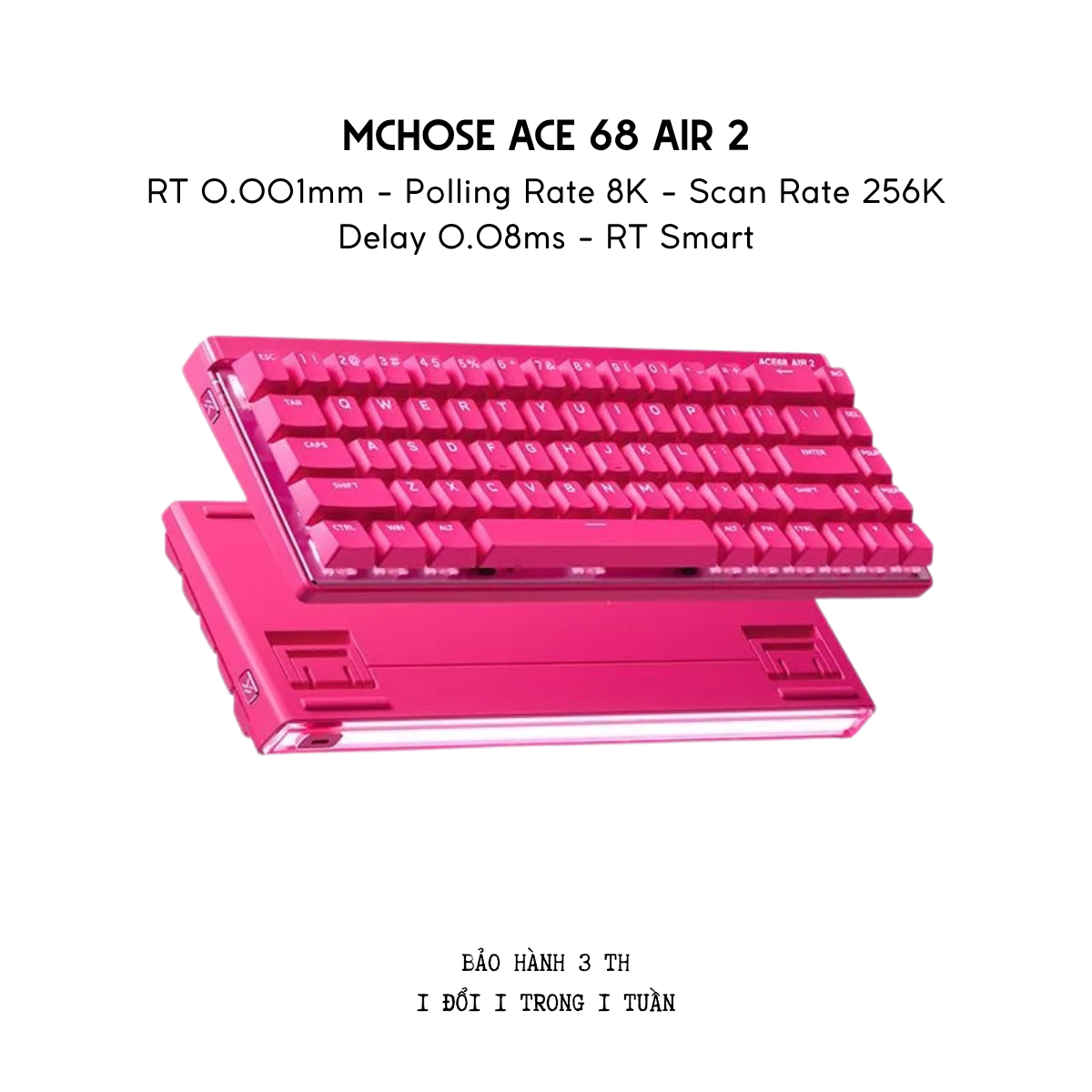 Bàn Phím Gaming HE Mchose Ace 68 Air 2 Rapid Trigger 0.001mm, Delay 0.08ms, RT Smart, Polling Rate 8K - Scan Rate 256k, Chip Flagship