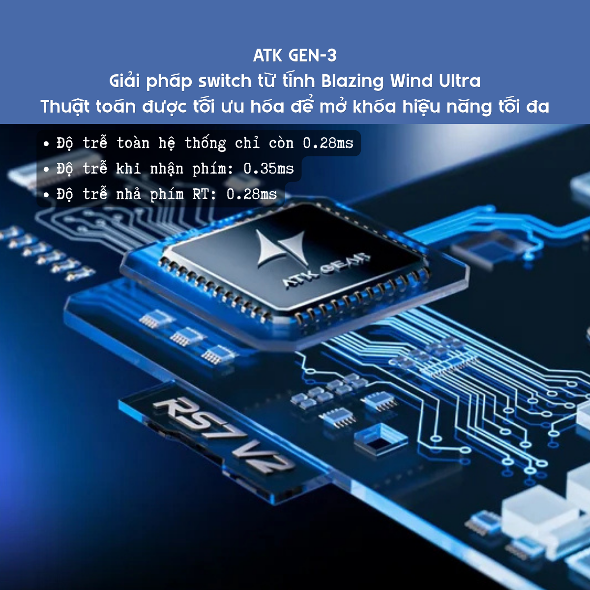 Bàn Phím Gaming HE Atk Rs7 V2 Ultra, Polling Rate 8K, Độ Chính Xác 0.001mm, Scan Rate 256K, Độ Trễ 0.08ms, RGB 16.8 triệu màu