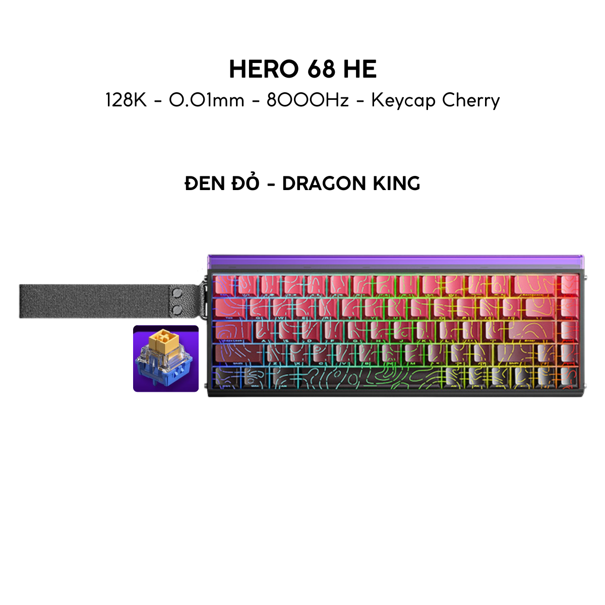 Aula Hero 68 | Bàn Phím Gaming HE Polling rate 8K Hz, Scan rate 128K, Độ Trễ 0.1ms, Hộp Đèn Neon RGB
