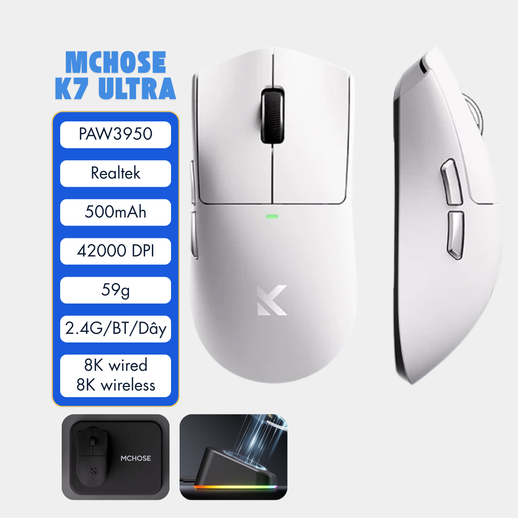 Chuột Gaming Không Dây MCHOSE K7 ULTRA LIMITED EDITION