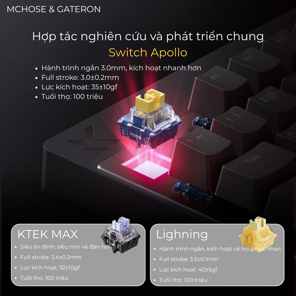 Mchose Mix 87 | Bàn Phím Phím Từ Tính Chuyên Game 8K Hz, Độ Trễ 0.08ms, Scan Rate 256K, Accuracy 0.001mm, RGB 16.8 Triệu Màu