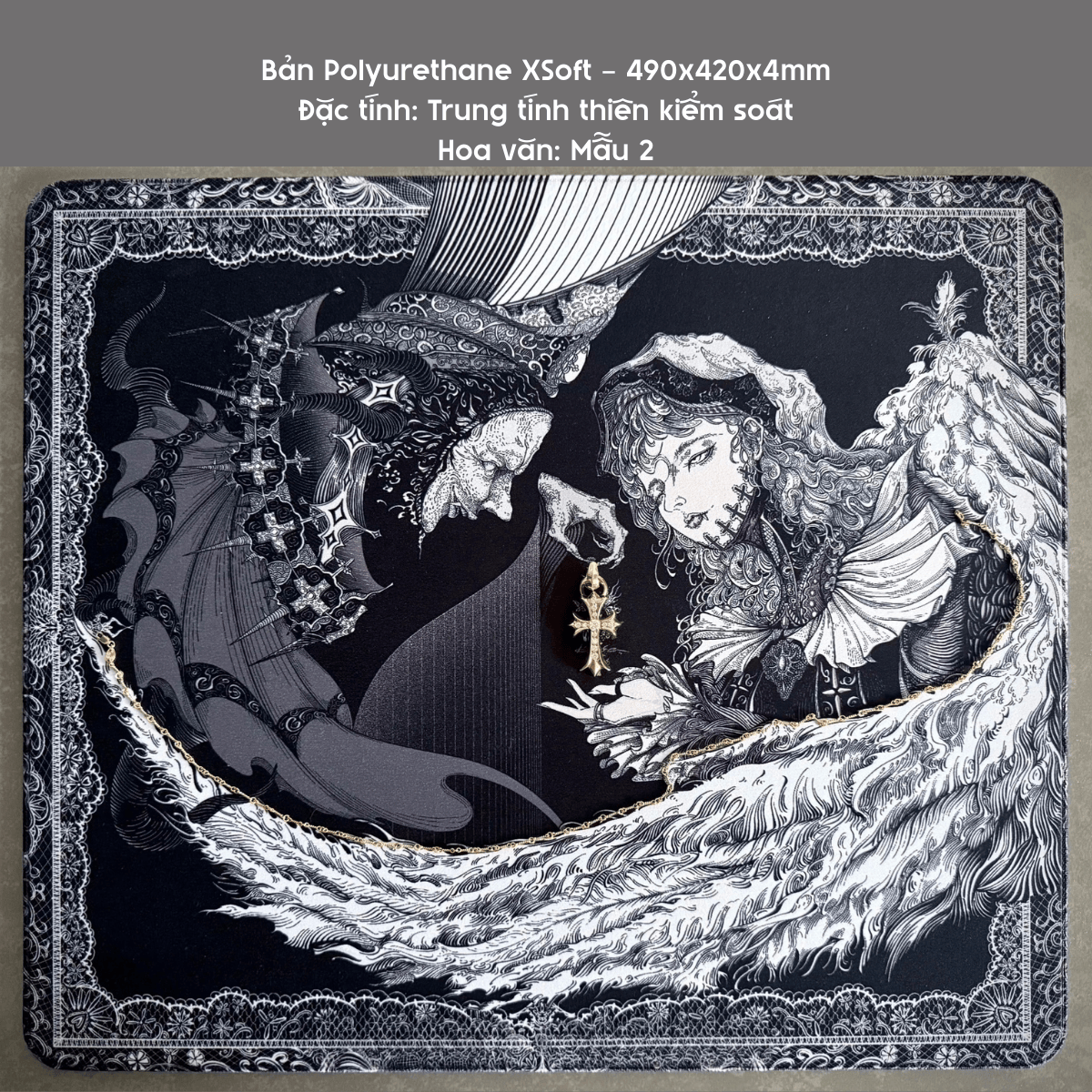 LÓT CHUỘT GAMING Feng Villain, Bề Mặt Control Được Dệt Siêu Mịn, Viền May Chìm, Base Polyurethane XSOFT, Size 490x420x4mm