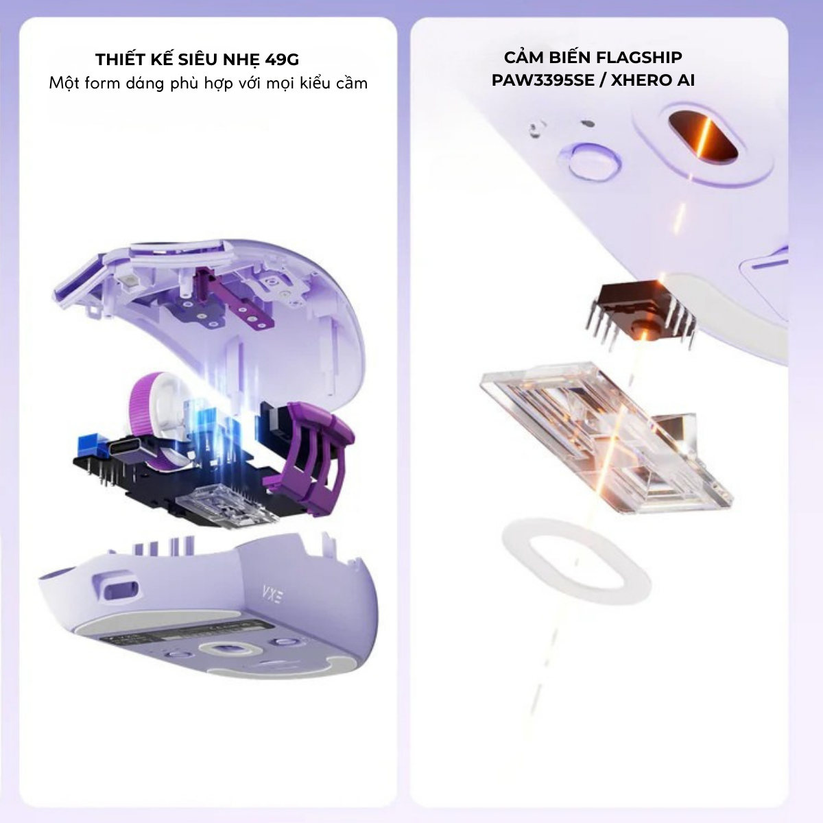 Chuột Gaming Không Dây Siêu Nhẹ VXE Dragonfly V3 Series