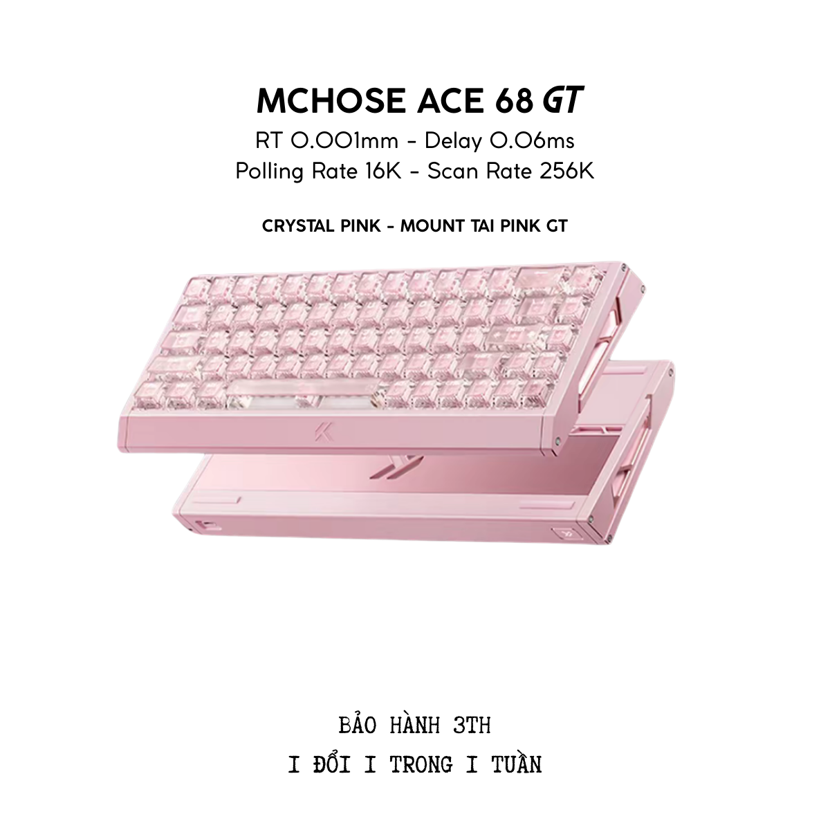 BÀN PHÍM GAMING HE MCHOSE ACE 68 GT, Polling Rate 16K, Độ Chính Xác 0.001mm, Scan Rate 256K, Độ Trễ 0.06ms, RGB 16.8 triệu màu, Hỗ Trợ Music Rhythm 2.0