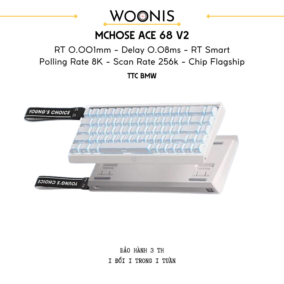 Bàn Phím Gaming HE Mchose Ace 68 V2 – Rapid Trigger 0.001mm, Delay 0.08ms, RT Smart, Polling Rate 8K - Scan Rate 256k, Chip Flagship