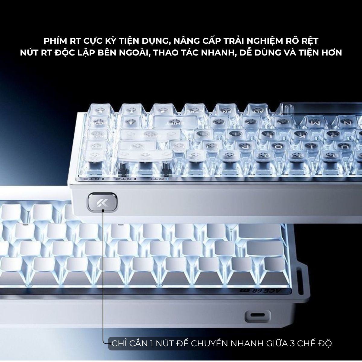 Bàn Phím Gaming HE Mchose Ace 68 V2 – Rapid Trigger 0.001mm, Delay 0.08ms, RT Smart, Polling Rate 8K - Scan Rate 256k, Chip Flagship
