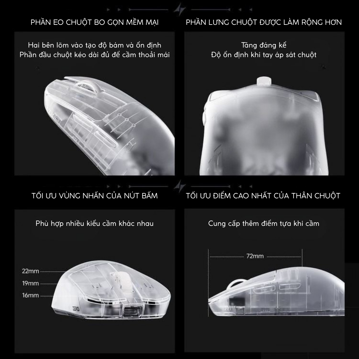 Chuột Gaming Không Dây ATK ZERO Series, Nordic 54H20, PAW 3950 Ultra, Delay 0.163ms, 800mAh, 39g±3g, Dongle GEM 8K