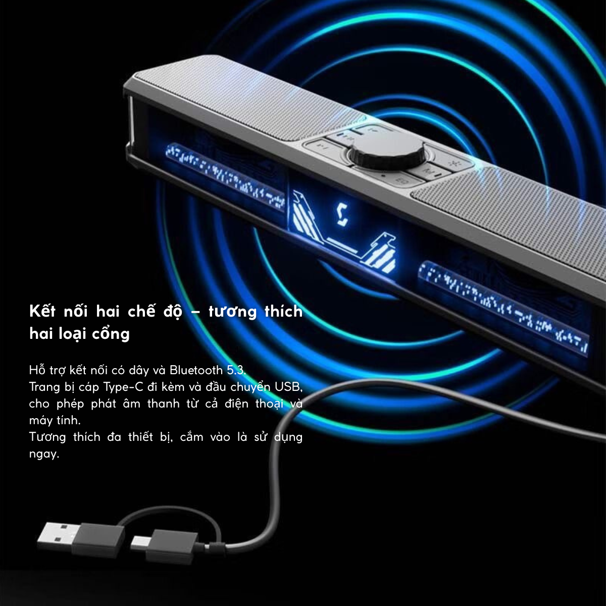 Loa Soundbar Colorful CF3000 – RGB mô phỏng tản nhiệt nước, Bluetooth 5.3, Micro ẩn HD