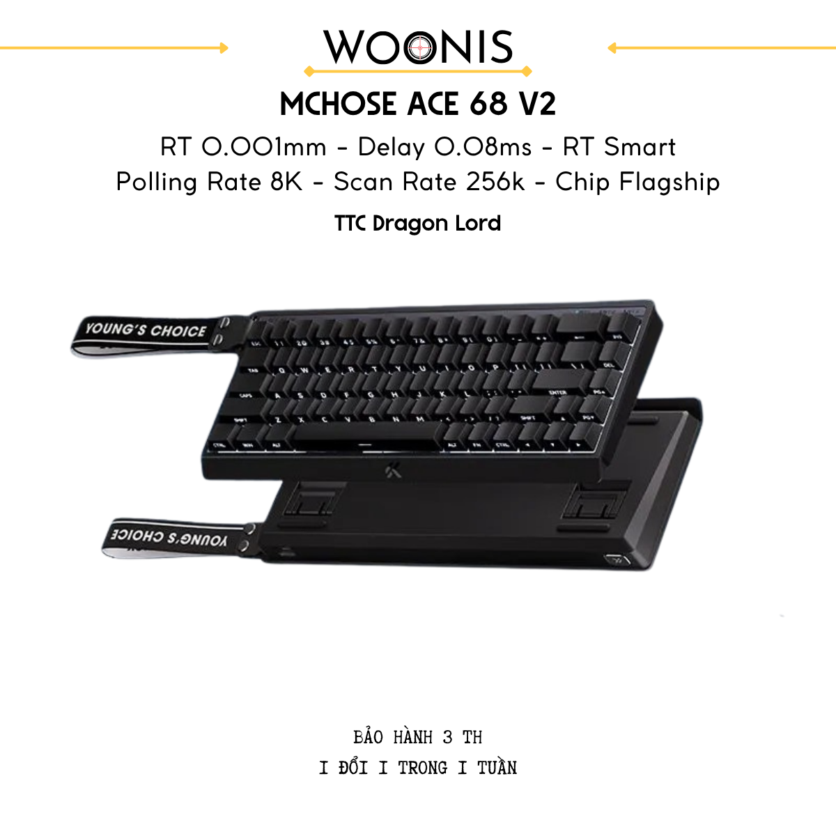 Bàn Phím Gaming HE Mchose Ace 68 V2 – Rapid Trigger 0.001mm, Delay 0.08ms, RT Smart, Polling Rate 8K - Scan Rate 256k, Chip Flagship