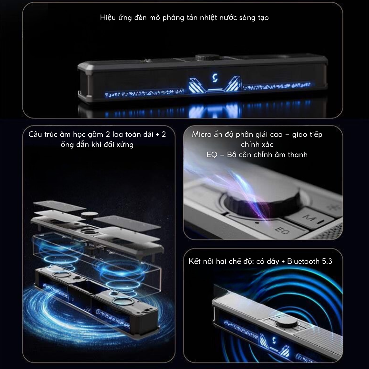 Loa Soundbar Colorful CF3000 – RGB mô phỏng tản nhiệt nước, Bluetooth 5.3, Micro ẩn HD