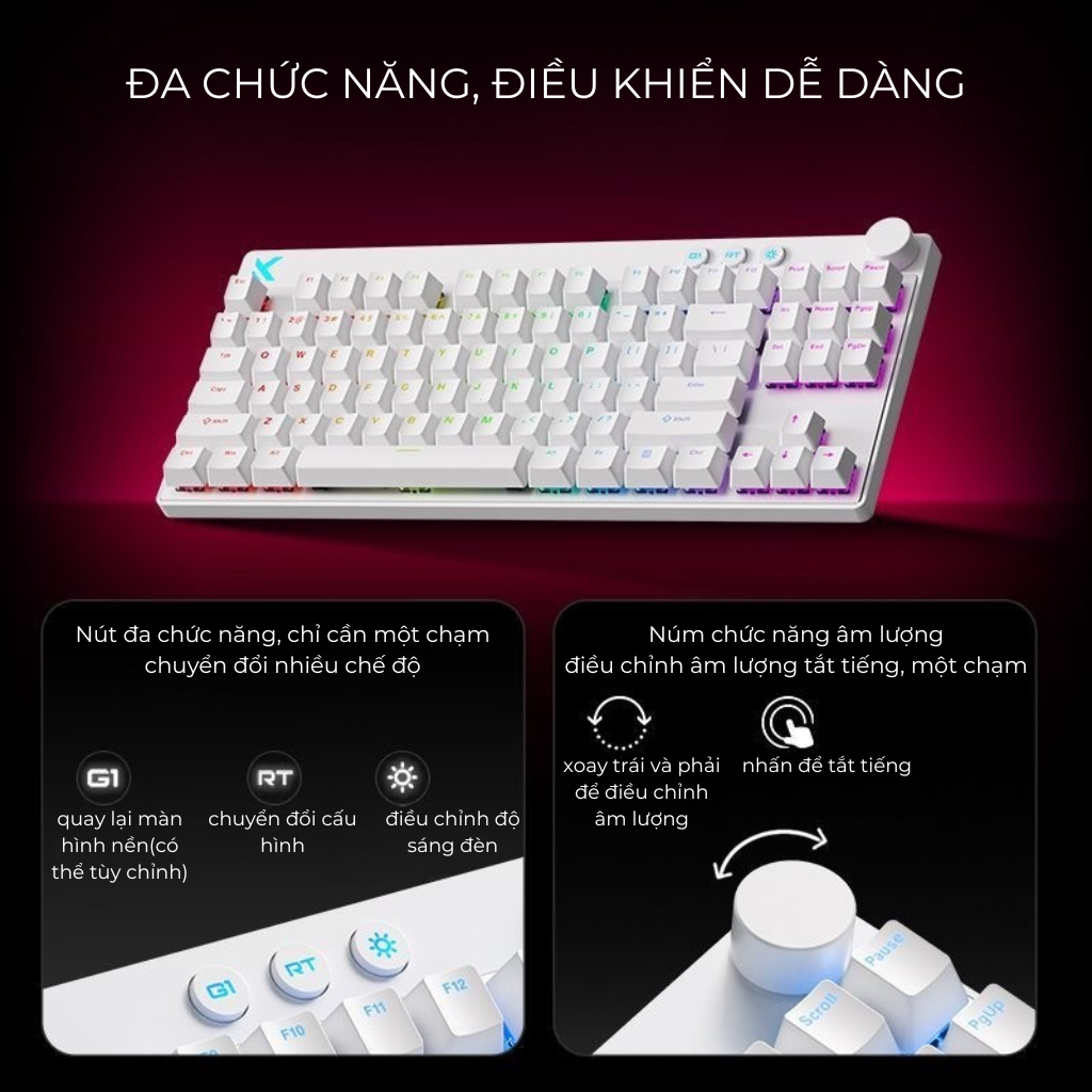 Mchose Mix 87 | Bàn Phím Phím Từ Tính Chuyên Game 8K Hz, Độ Trễ 0.08ms, Scan Rate 256K, Accuracy 0.001mm, RGB 16.8 Triệu Màu