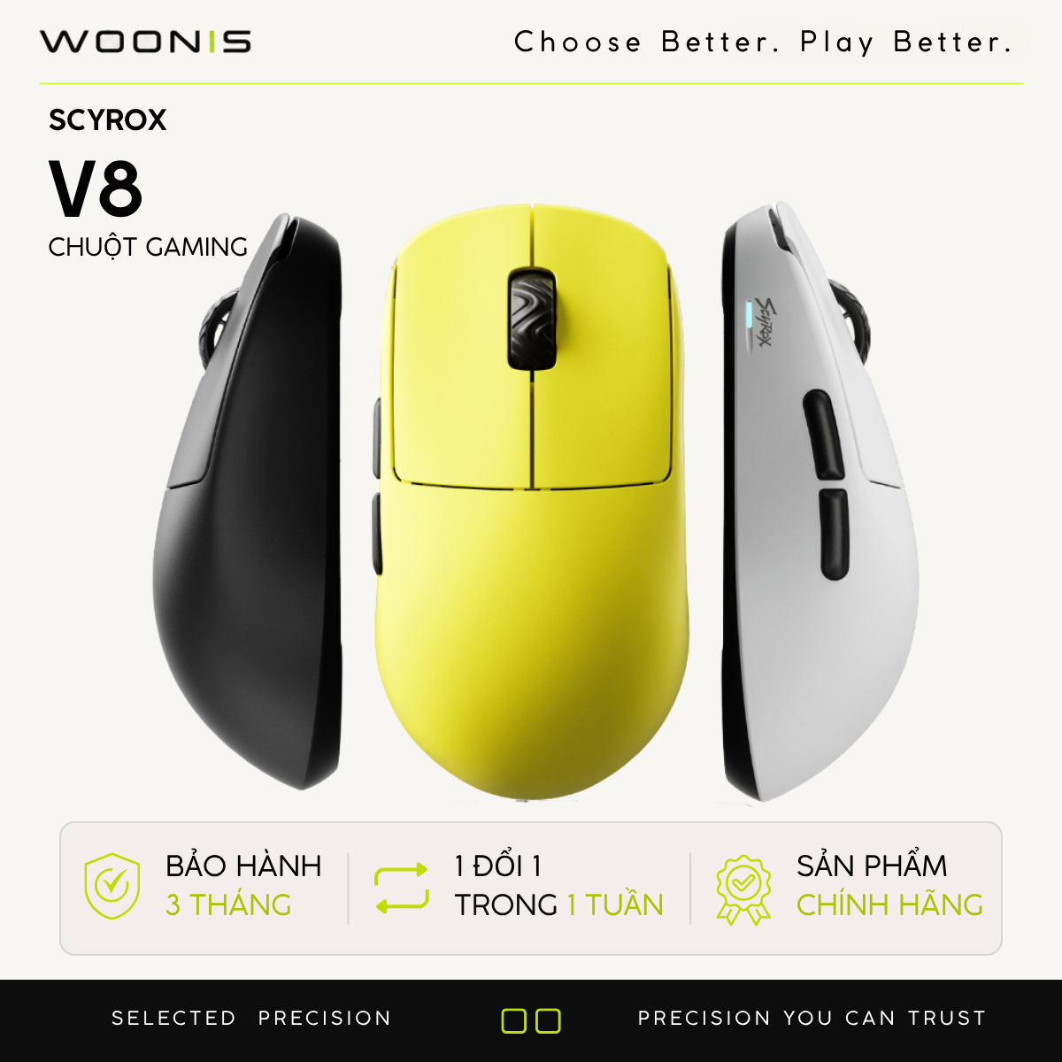 Chuột Gaming Không Dây Scyrox V8 – 8000Hz, 30K DPI, Siêu Nhẹ 40g