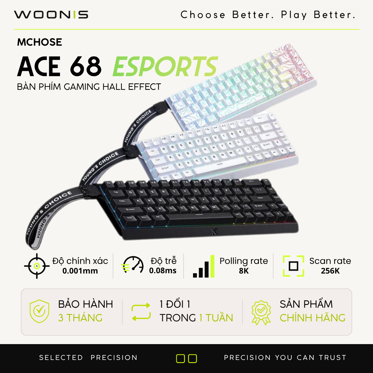 BÀN PHÍM CƠ GAMING HE MCHOSE ACE60/68 | Rapid Trigger | Scan-rate 128K | 8000hz