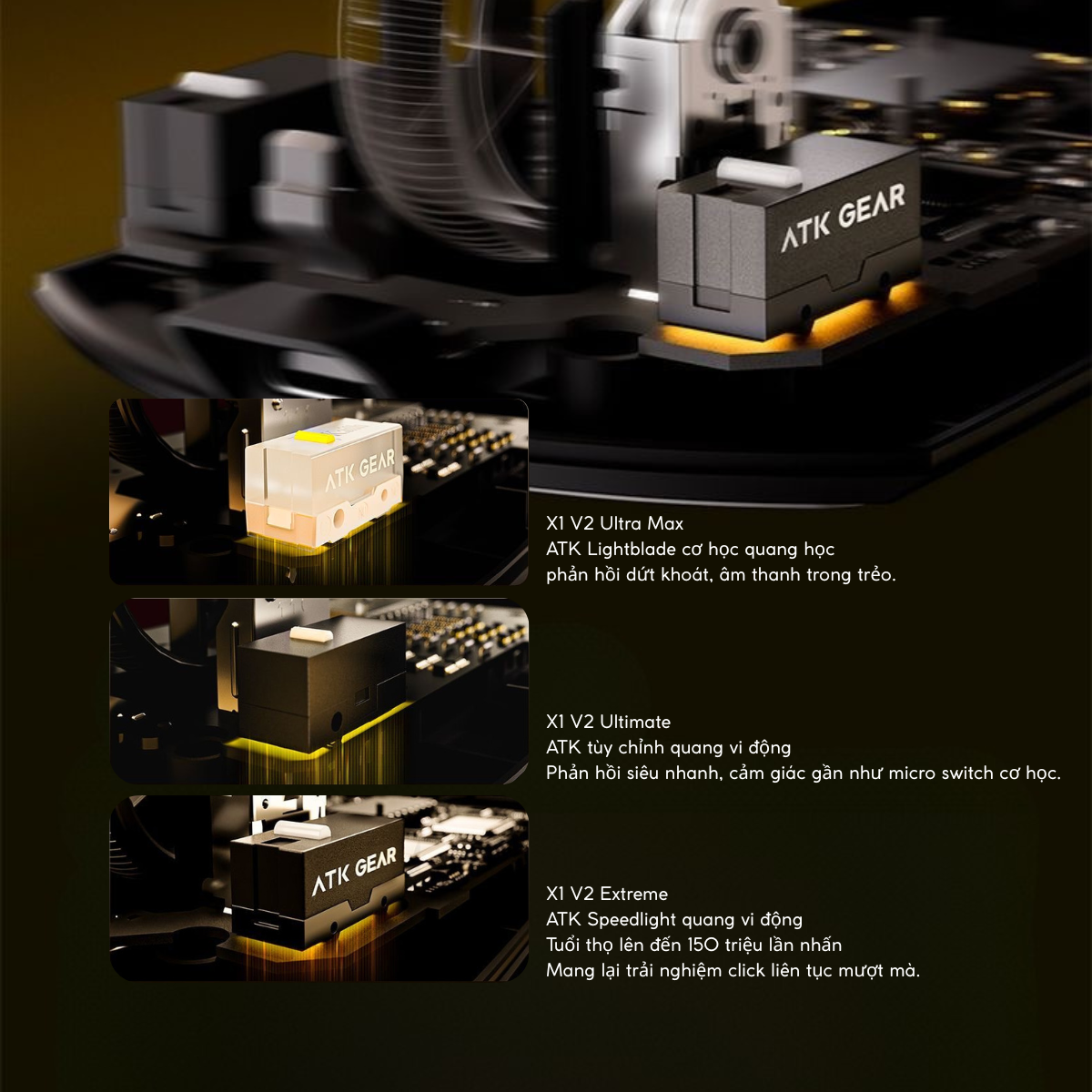 Chuột Gaming Không Dây ATK X1 V2 Series, Nordic 54H20, PAW 3950 Ultra, Delay 0.163ms, 800mAh, 54g±2g, Dongle GEM 8K