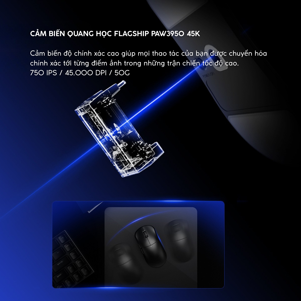 Chuột Gaming Không Dây RAWM Leviathan V4, Cảm Biến PAW3950, Nordic nRF54L15, Dual 8K, RawmSpeeed, Pin 500mAh, 150H, ~55g, Lớp Phủ THERMO-SENSITIVE