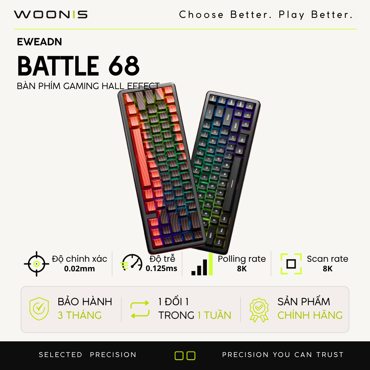 BÀN PHÍM CƠ GAMING HE BATTLE68 | Rapid Trigger | 1000hz | 8000hz