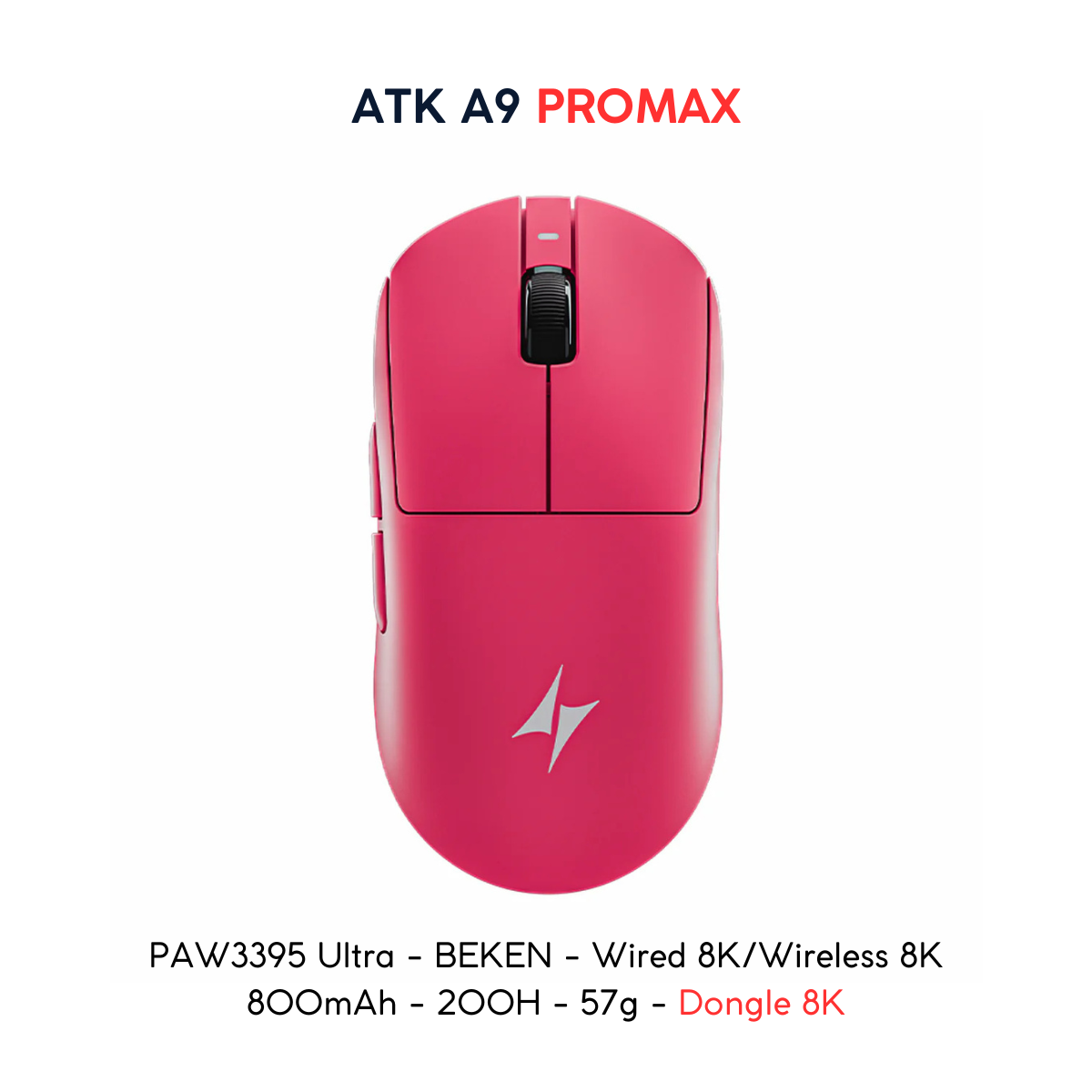 VGN ATK A9 - Chuột Không Dây Nhẹ 53g, Cảm Biến PAW3950 Ultra, Polling Rate 8000Hz - Hiệu Suất Đỉnh Cao Cho Game Thủ