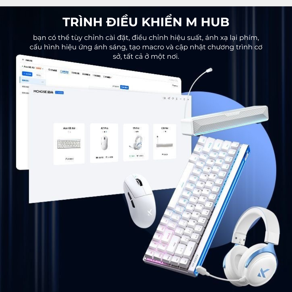 Mchose Ace 68 Air Pro | Bàn Phím Phím Từ Tính Chuyên Game 8K Hz, Độ Trễ 0.1ms, RGB 16.8 Triệu Màu