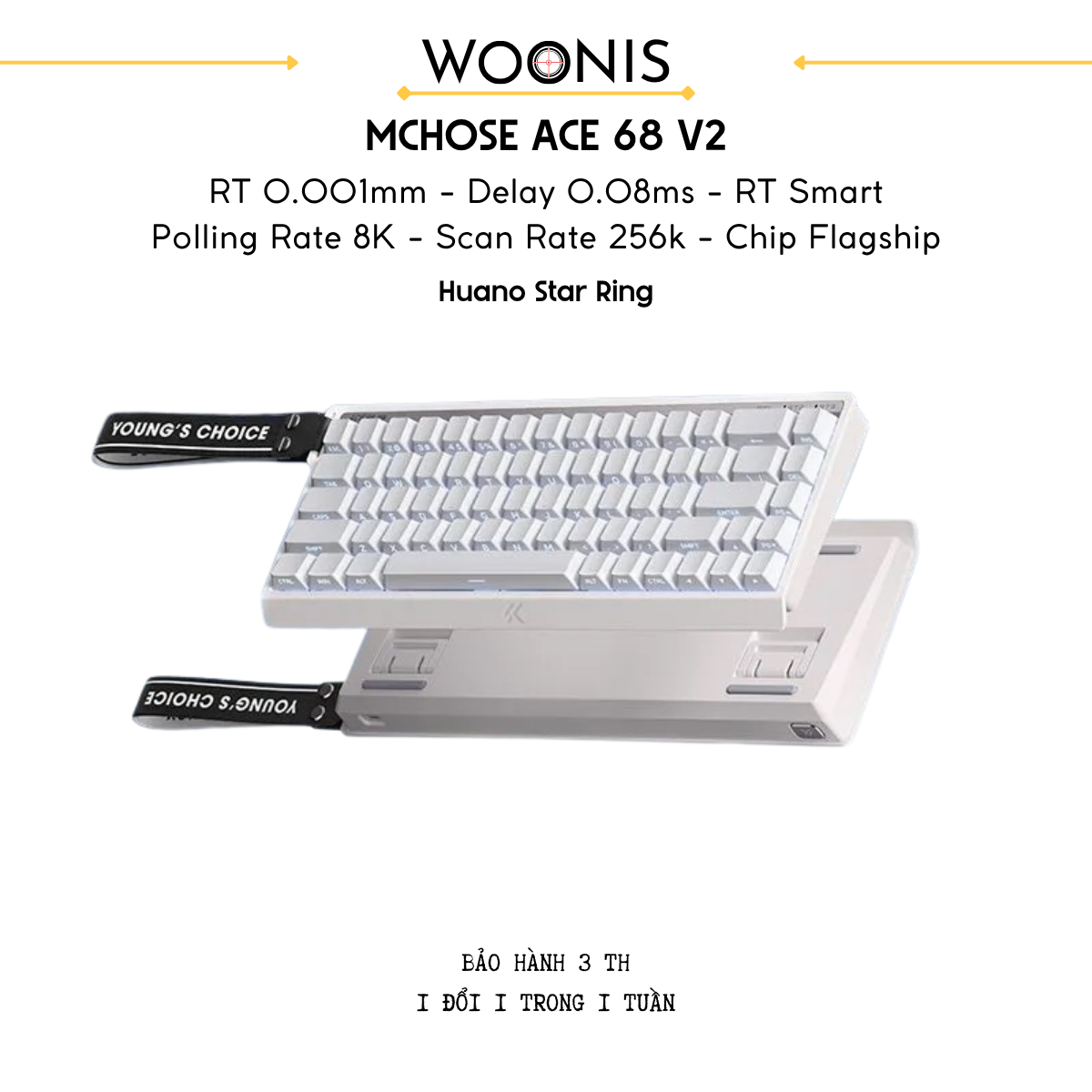 Bàn Phím Gaming HE Mchose Ace 68 V2 – Rapid Trigger 0.001mm, Delay 0.08ms, RT Smart, Polling Rate 8K - Scan Rate 256k, Chip Flagship