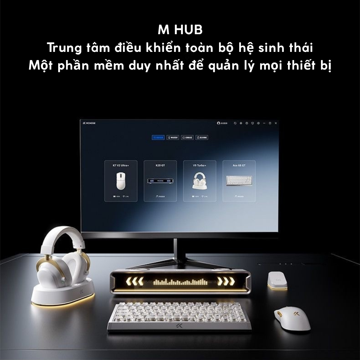 Chuột Gaming Không Dây MCHOSE K7 V2 Ultra+ PAW3955 TI 8K | Siêu Nhẹ 59g | Dock Sạc RGB RGB