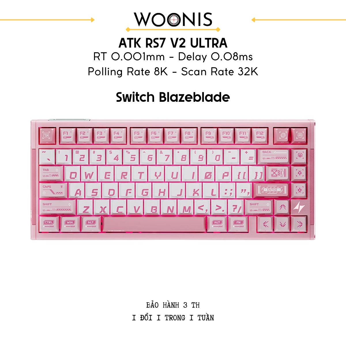 Bàn Phím Gaming HE Atk Rs7 V2 Ultra, Polling Rate 8K, Độ Chính Xác 0.001mm, Scan Rate 256K, Độ Trễ 0.08ms, RGB 16.8 triệu màu