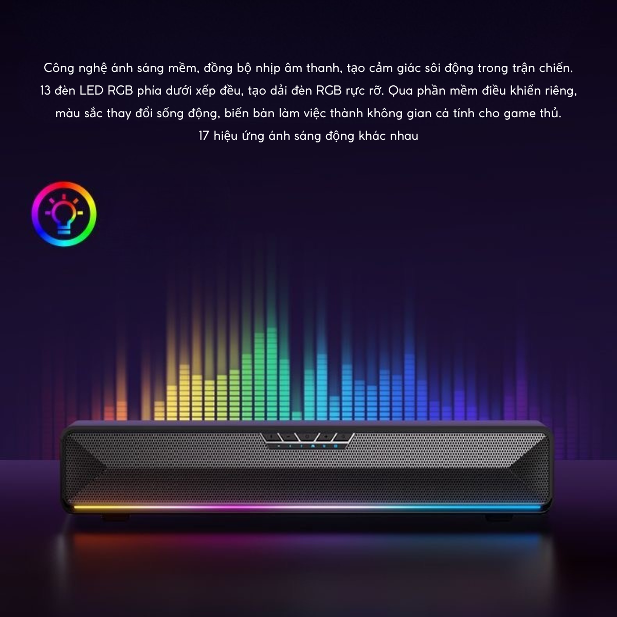 Loa Soundbar Gaming MCHOSE G20 Pro – Âm Thanh Vòm 7.1, Micro Tháo Rời, Đèn RGB Nhịp Nhạc