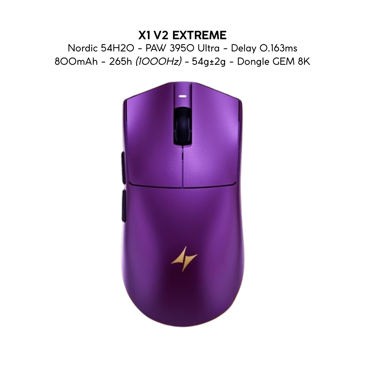Chuột Gaming Không Dây ATK X1 V2 Series, Nordic 54H20, PAW 3950 Ultra, Delay 0.163ms, 800mAh, 54g±2g, Dongle GEM 8K