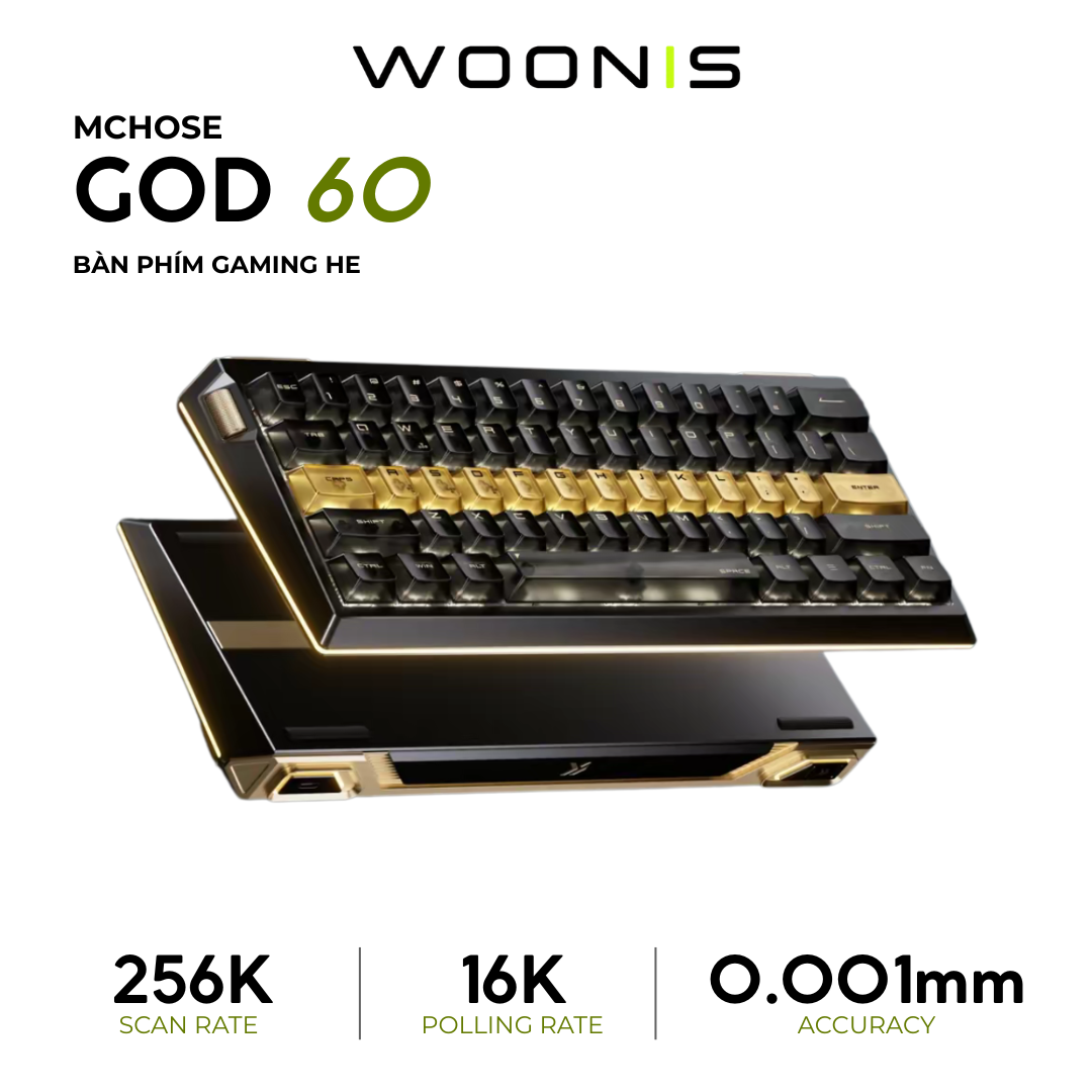 Bàn Phím Gaming HE MCHOSE GOD 60 – Full CNC, 16K Polling Rate, 256K Scan Rate, Rapid Trigger 0.001mm