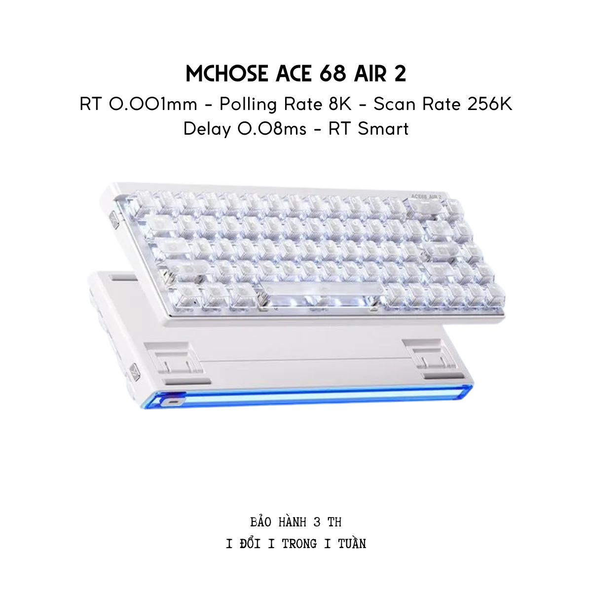 Bàn Phím Gaming HE Mchose Ace 68 Air 2 Rapid Trigger 0.001mm, Delay 0.08ms, RT Smart, Polling Rate 8K - Scan Rate 256k, Chip Flagship