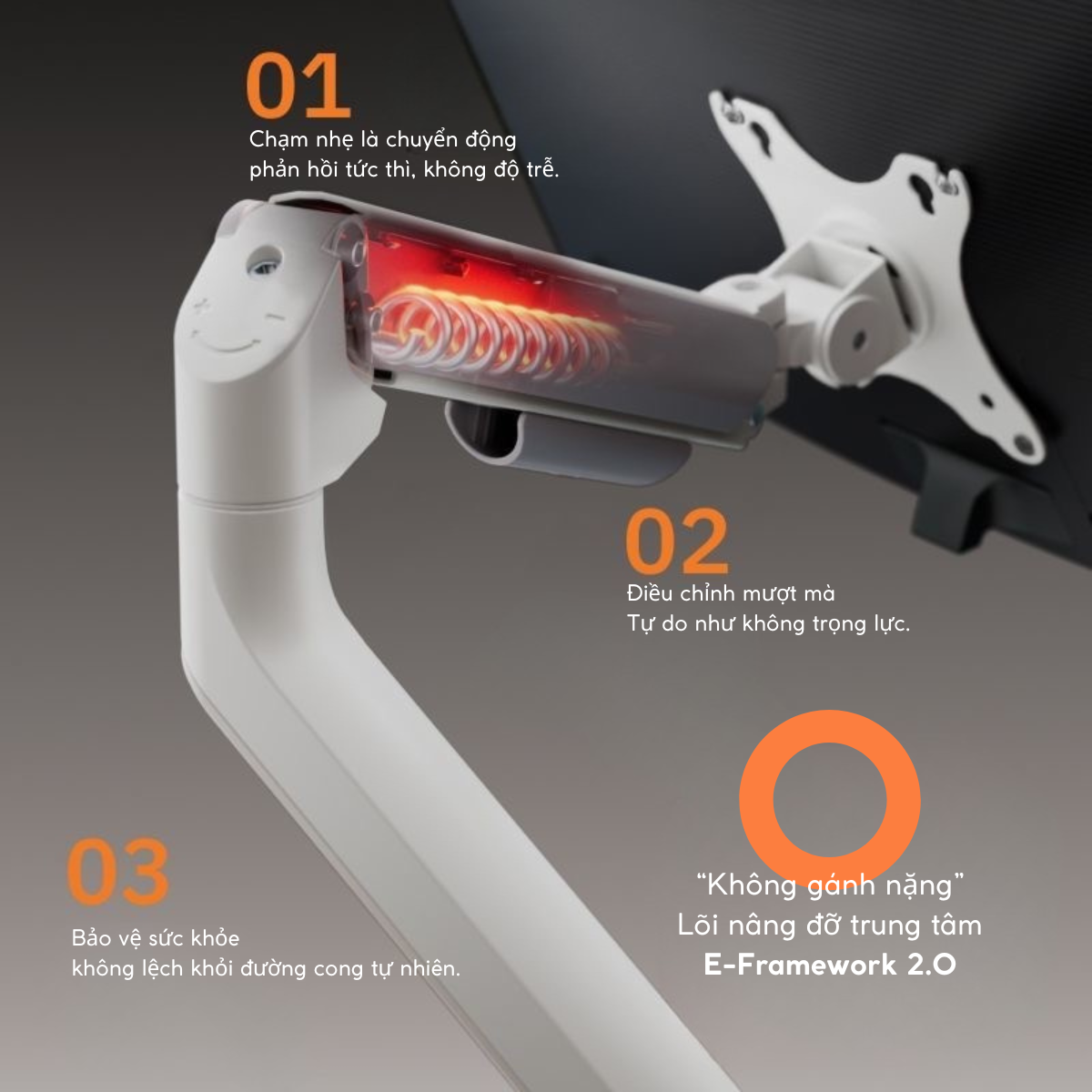 Arm Màn Hình Máy Tính Brateck E350 – Hỗ Trợ Màn 17”-32”, Tải Trọng 9Kg, Xoay Gập Linh Hoạt Chuẩn Công Thái Học