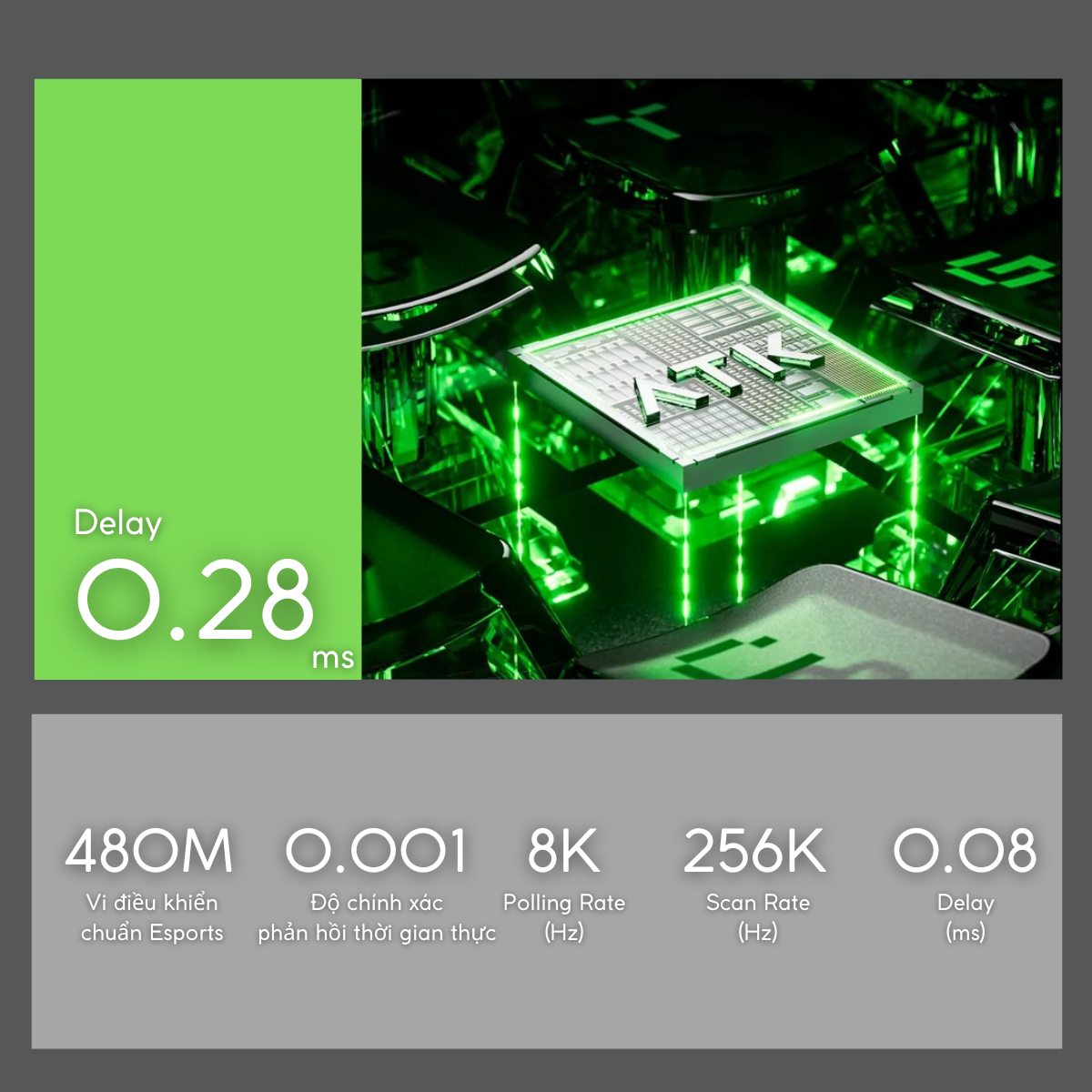 BÀN PHÍM GAMING HE ATK RS6 AIR, Polling Rate 8K, Độ Chính Xác 0.001mm, Scan Rate 256K, Độ Trễ 0.08ms, RGB 16.8 triệu màu