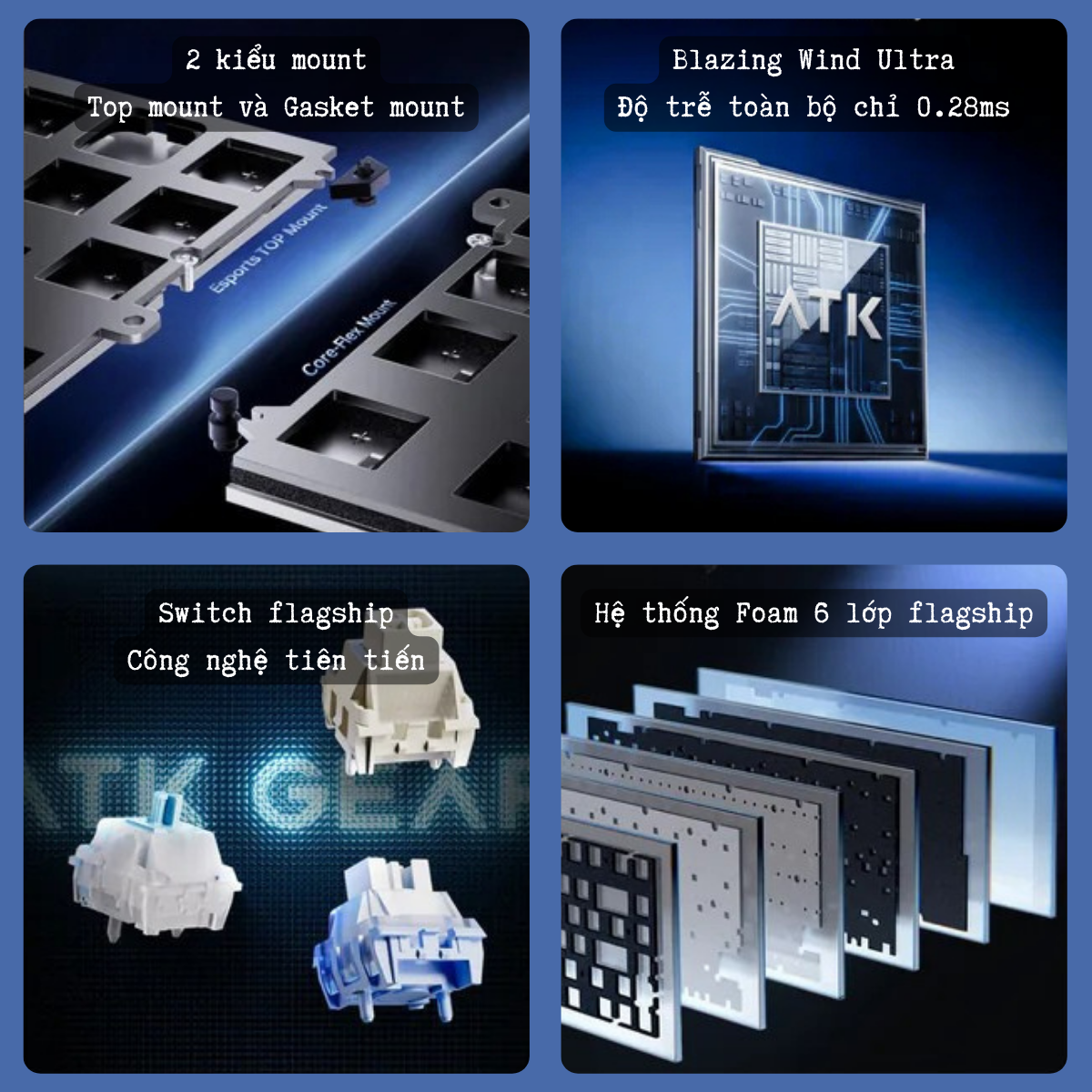 Bàn Phím Gaming HE Atk Rs7 V2 Ultra, Polling Rate 8K, Độ Chính Xác 0.001mm, Scan Rate 256K, Độ Trễ 0.08ms, RGB 16.8 triệu màu