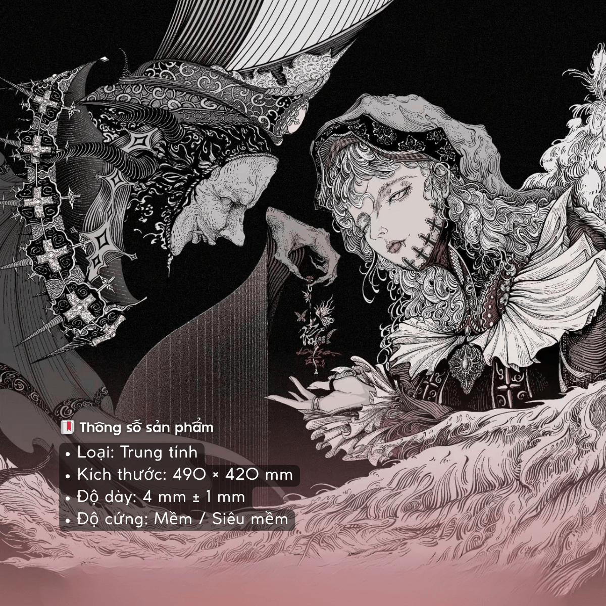 LÓT CHUỘT GAMING Feng Villain, Bề Mặt Control Được Dệt Siêu Mịn, Viền May Chìm, Base Polyurethane XSOFT, Size 490x420x4mm