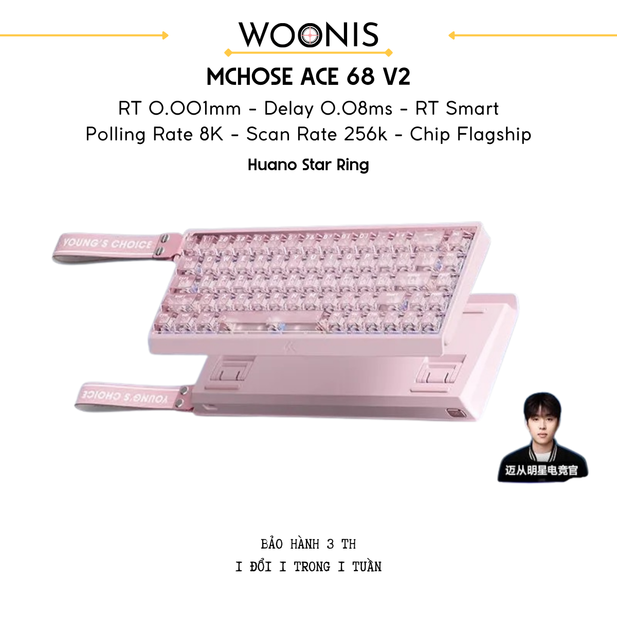 Bàn Phím Gaming HE Mchose Ace 68 V2 – Rapid Trigger 0.001mm, Delay 0.08ms, RT Smart, Polling Rate 8K - Scan Rate 256k, Chip Flagship